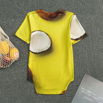 Yellow Coconut Pattern Print Men's Bodysuit