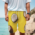 Yellow Coconut Pattern Print Men's Cargo Shorts