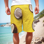 Yellow Coconut Pattern Print Men's Cargo Shorts