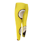 Yellow Coconut Pattern Print Men's Compression Pants
