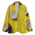 Yellow Coconut Pattern Print Men's Cotton Blazer