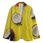 Yellow Coconut Pattern Print Men's Cotton Blazer