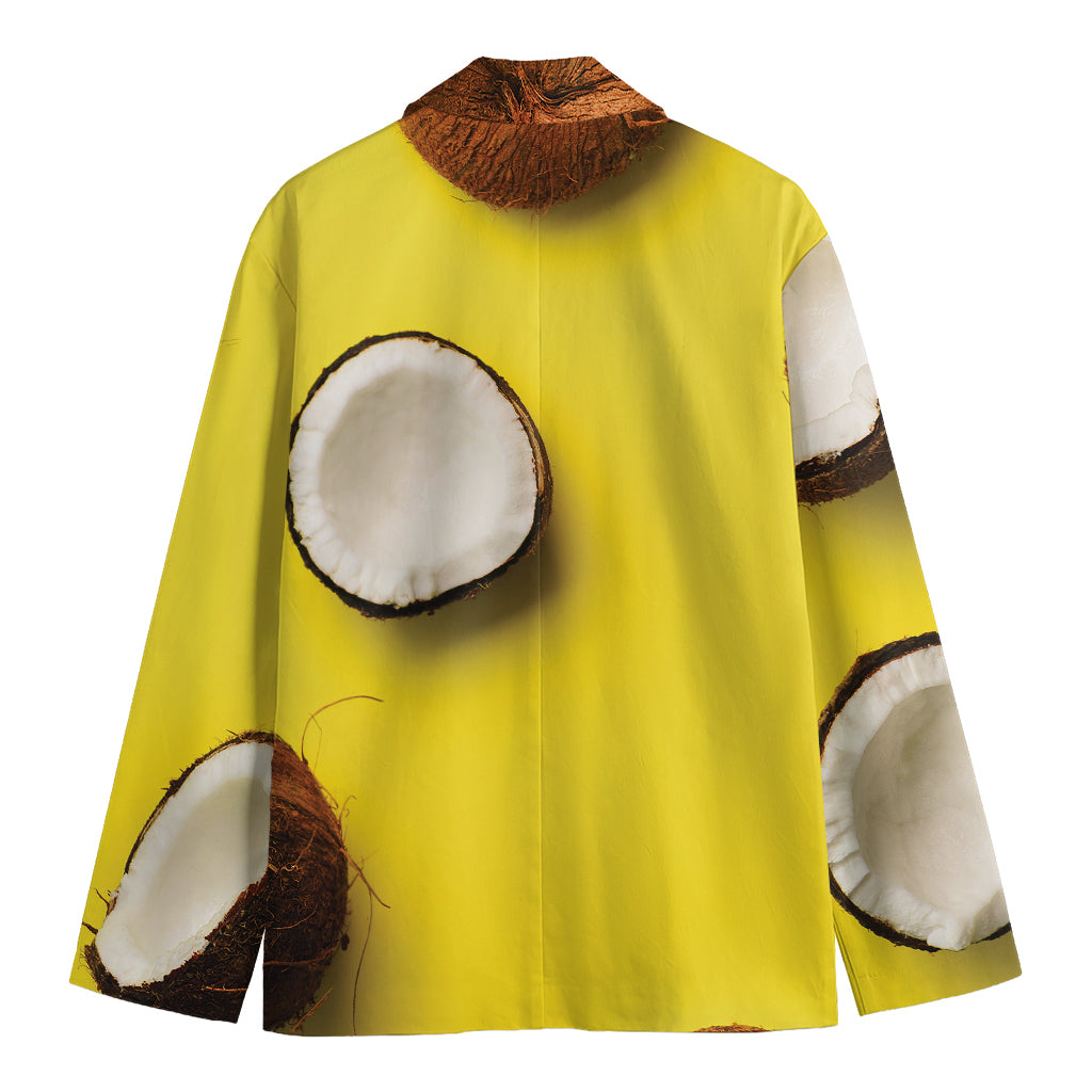 Yellow Coconut Pattern Print Men's Cotton Blazer