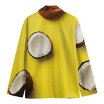 Yellow Coconut Pattern Print Men's Cotton Blazer