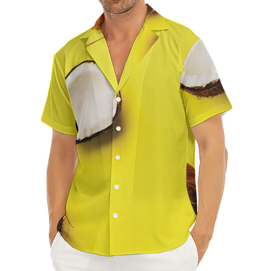 Yellow Coconut Pattern Print Men's Deep V-Neck Shirt