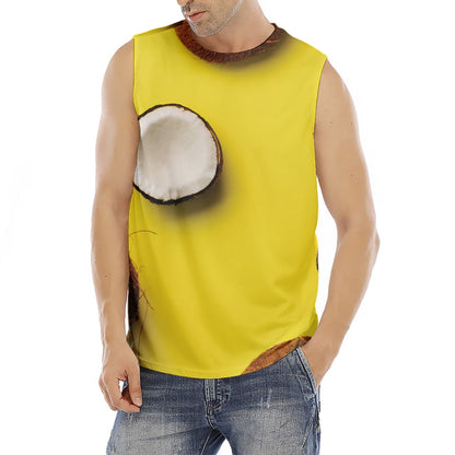 Yellow Coconut Pattern Print Men's Fitness Tank Top