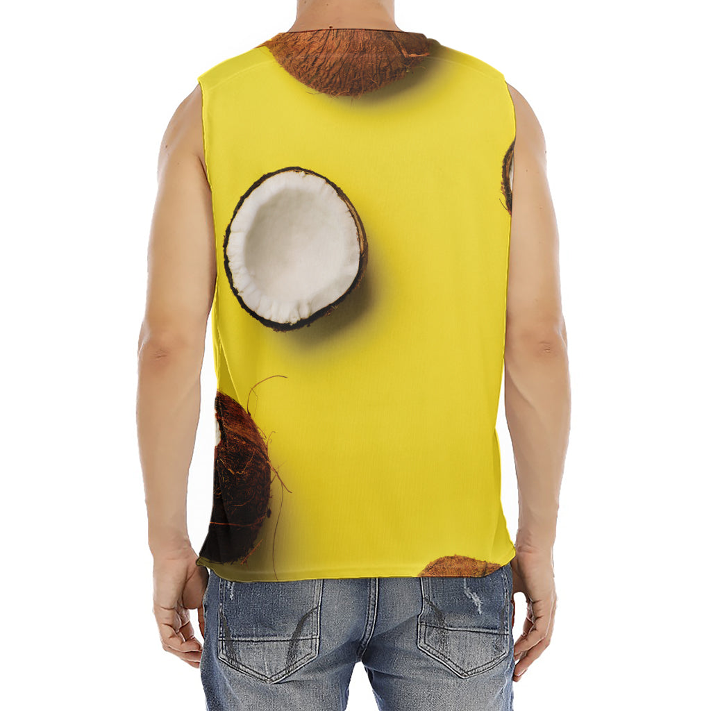 Yellow Coconut Pattern Print Men's Fitness Tank Top
