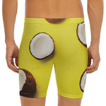 Yellow Coconut Pattern Print Men's Long Boxer Briefs