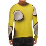 Yellow Coconut Pattern Print Men's Long Sleeve Rash Guard