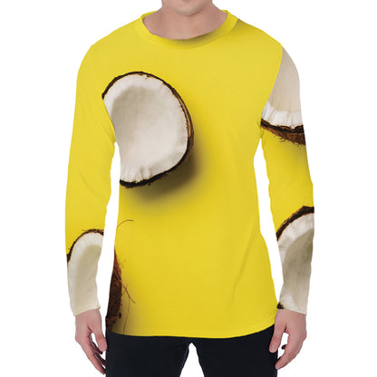 Yellow Coconut Pattern Print Men's Long Sleeve T-Shirt