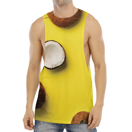 Yellow Coconut Pattern Print Men's Muscle Tank Top