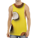 Yellow Coconut Pattern Print Men's Muscle Tank Top