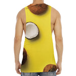 Yellow Coconut Pattern Print Men's Muscle Tank Top