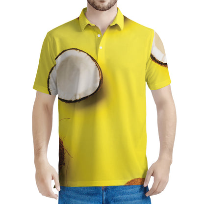 Yellow Coconut Pattern Print Men's Polo Shirt