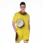 Yellow Coconut Pattern Print Men's Rompers