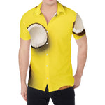 Yellow Coconut Pattern Print Men's Shirt