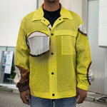 Yellow Coconut Pattern Print Men's Shirt Jacket