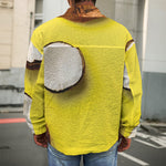 Yellow Coconut Pattern Print Men's Shirt Jacket