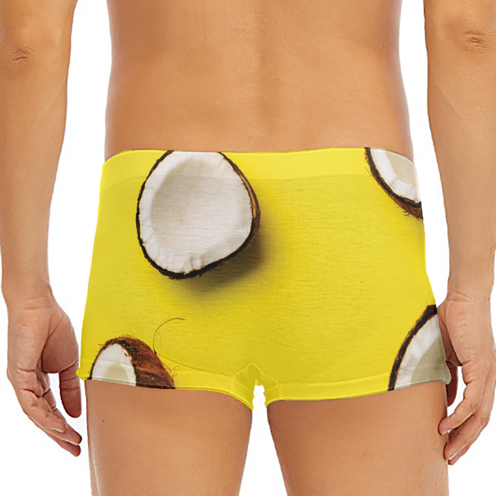 Yellow Coconut Pattern Print Men's Short Boxer Briefs