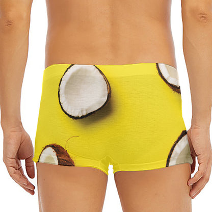 Yellow Coconut Pattern Print Men's Short Boxer Briefs