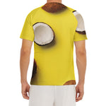 Yellow Coconut Pattern Print Men's Short Sleeve Rash Guard
