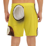 Yellow Coconut Pattern Print Men's Split Running Shorts