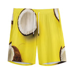 Yellow Coconut Pattern Print Men's Sports Shorts