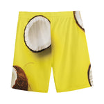 Yellow Coconut Pattern Print Men's Sports Shorts