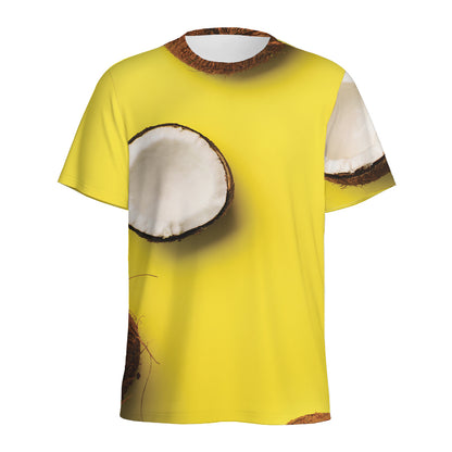 Yellow Coconut Pattern Print Men's Sports T-Shirt