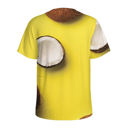 Yellow Coconut Pattern Print Men's Sports T-Shirt