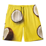 Yellow Coconut Pattern Print Men's Swim Trunks