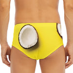 Yellow Coconut Pattern Print Men's Triangle Swim Briefs