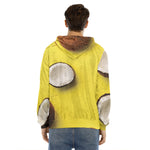Yellow Coconut Pattern Print Men's Velvet Pullover Hoodie