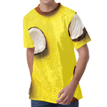 Yellow Coconut Pattern Print Men's Velvet T-Shirt