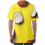 Yellow Coconut Pattern Print Men's Velvet T-Shirt
