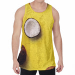 Yellow Coconut Pattern Print Men's Velvet Tank Top