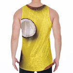 Yellow Coconut Pattern Print Men's Velvet Tank Top