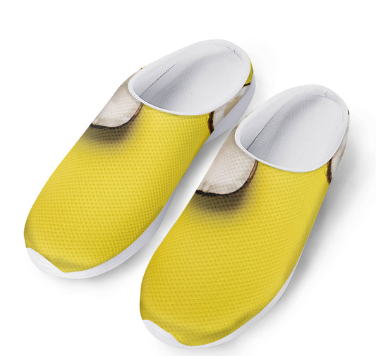 Yellow Coconut Pattern Print Mesh Casual Shoes