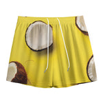 Yellow Coconut Pattern Print Mesh Shorts