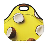 Yellow Coconut Pattern Print Neoprene Lunch Bag