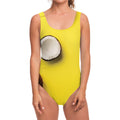 Yellow Coconut Pattern Print One Piece Swimsuit