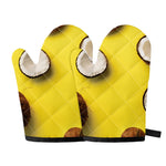 Yellow Coconut Pattern Print Oven Mitts