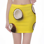 Yellow Coconut Pattern Print Pencil Mini Skirt