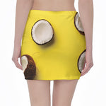 Yellow Coconut Pattern Print Pencil Mini Skirt