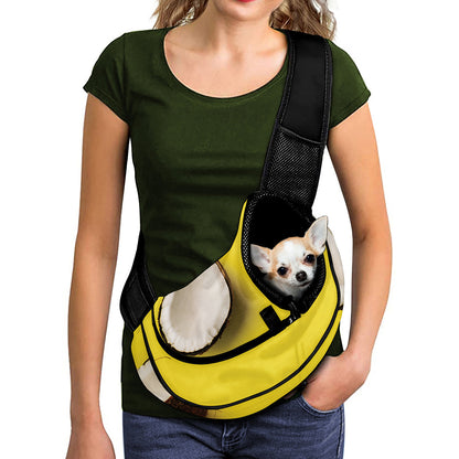 Yellow Coconut Pattern Print Pet Sling Carrier