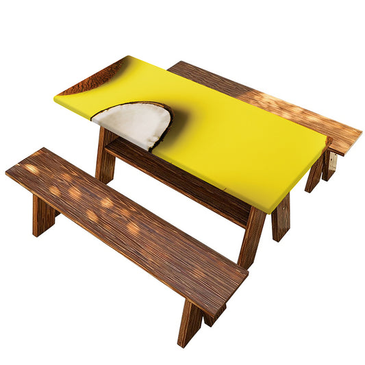 Yellow Coconut Pattern Print Picnic Table Cover