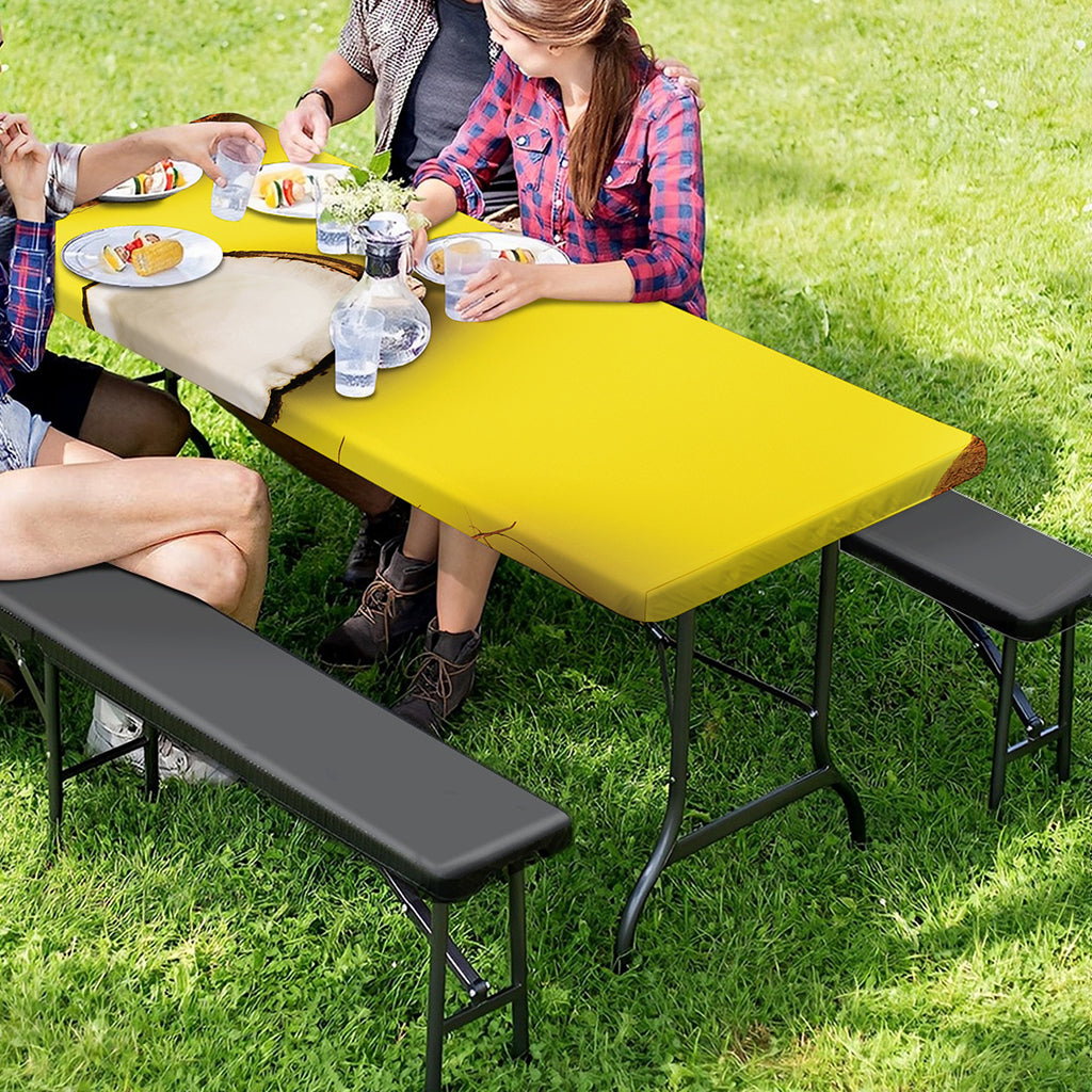 Yellow Coconut Pattern Print Picnic Table Cover