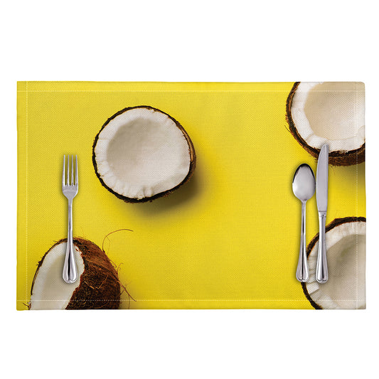 Yellow Coconut Pattern Print Placemat