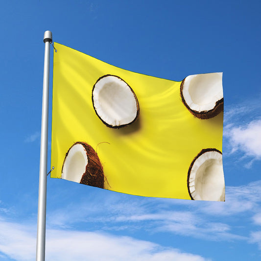 Yellow Coconut Pattern Print Polyester Flag