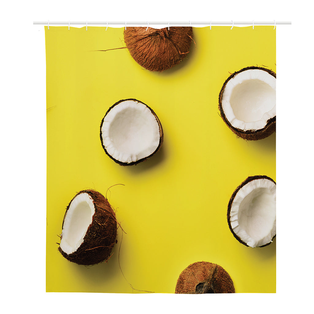 Yellow Coconut Pattern Print Polyester Shower Curtain